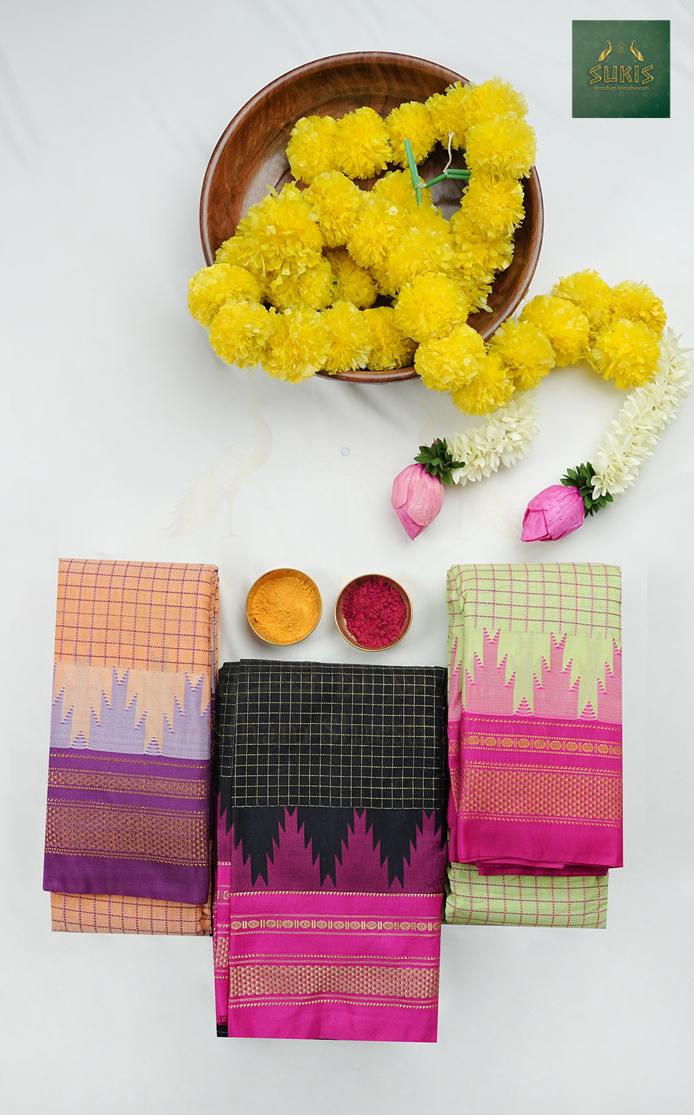 Ilkal Saree Checks Temple Border