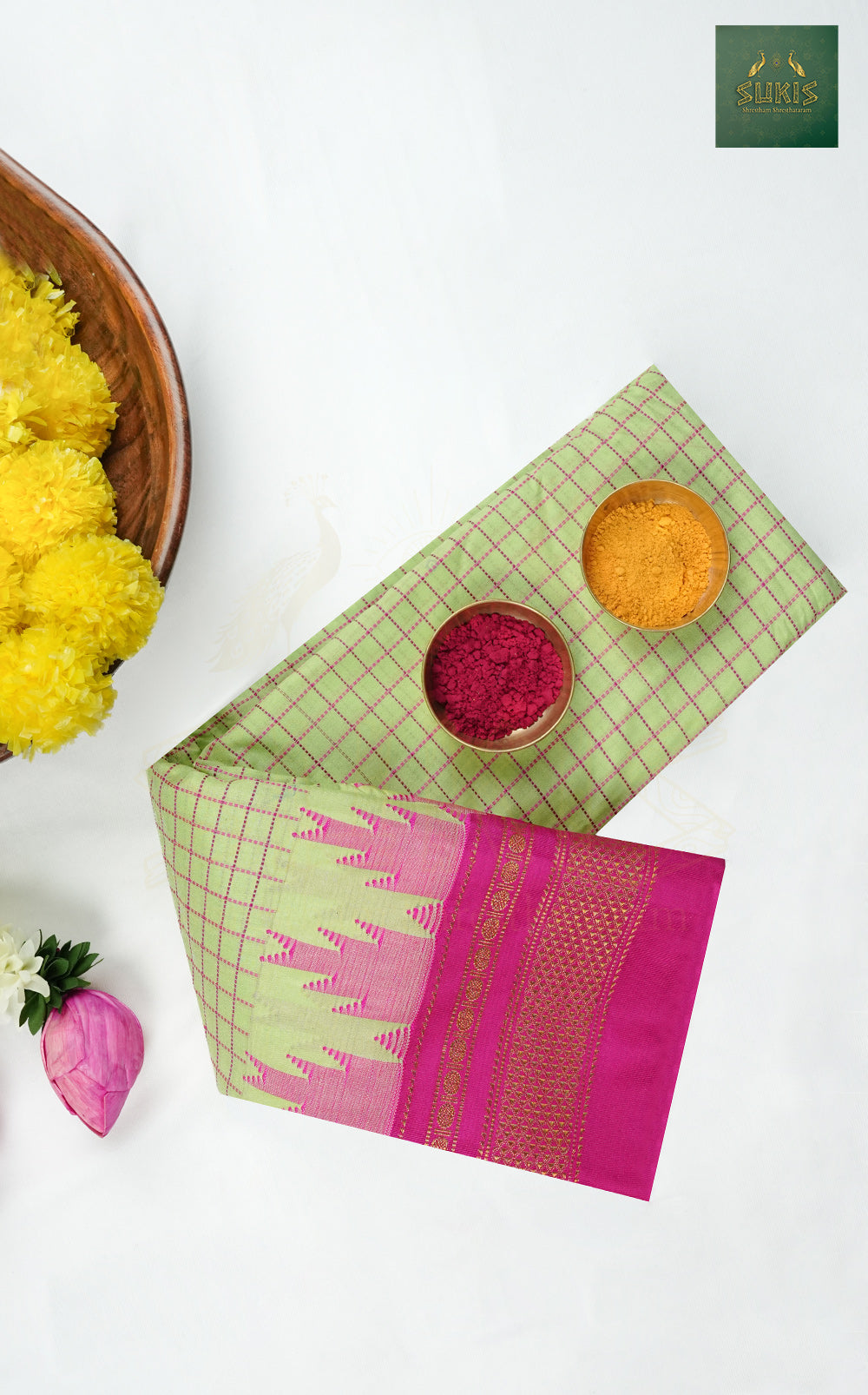 Ilkal Saree Checks Temple Border