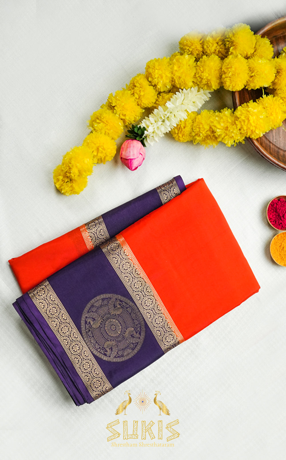 Mysore Silk Crepe Wheel Border