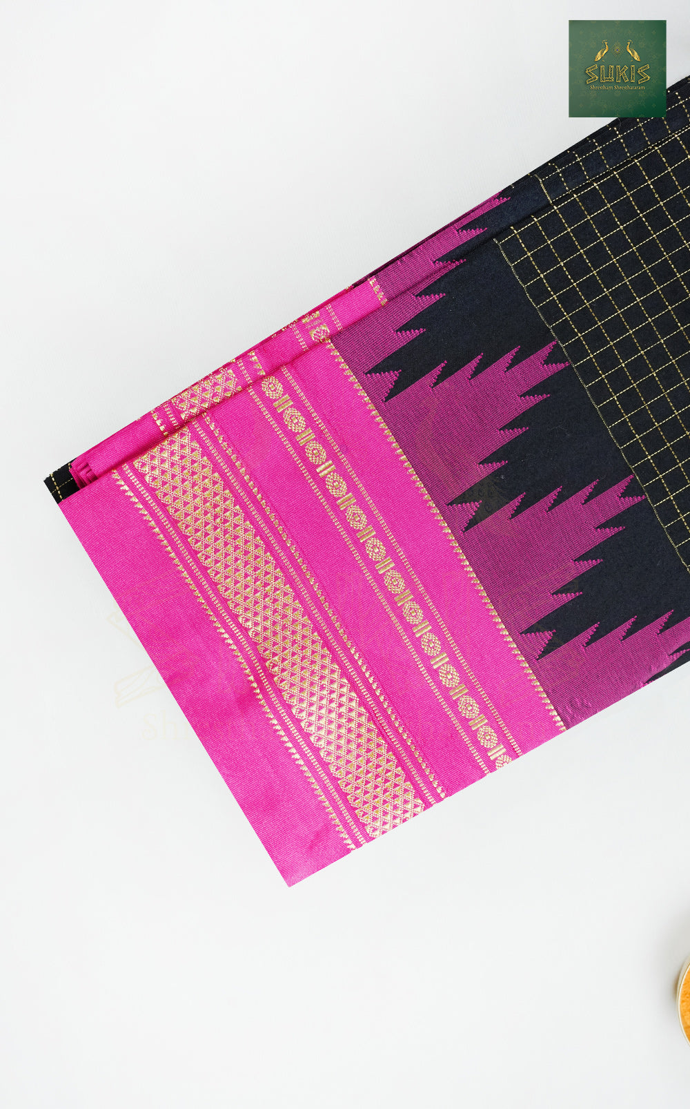 Ilkal Saree Checks Temple Border