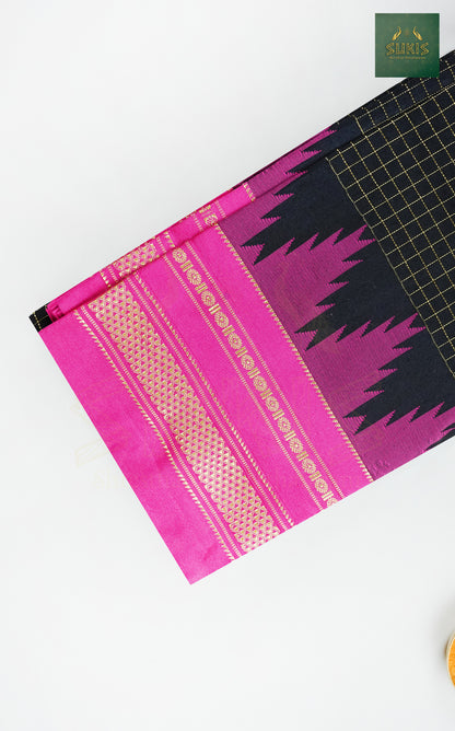 Ilkal Saree Checks Temple Border