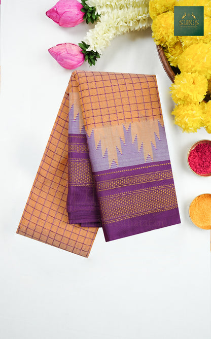 Ilkal Saree Checks Temple Border
