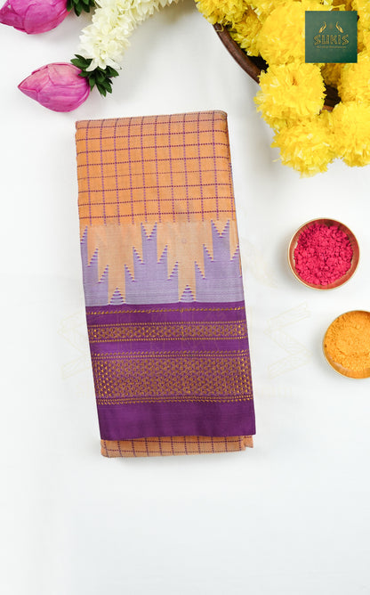 Ilkal Saree Checks Temple Border